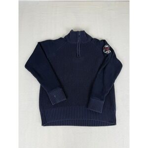 Tommy Hilfiger Boys Half Zip Collared Pullover Navy Blue Sweater Size M 12-14